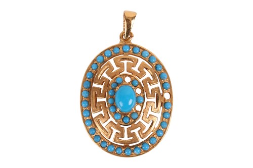 Lot 59 - A pendant and earring suite, set with...