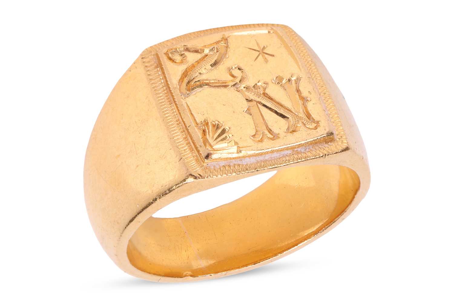 Lot 105 - A signet ring, the square head engraved with...