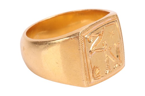 Lot 105 - A signet ring, the square head engraved with...