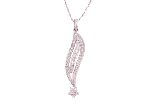 Lot 166 - A diamond-set pendant on chain, the pendant...