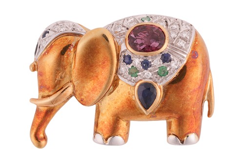 Lot 113 - A gem-set clip brooch in the form of a...
