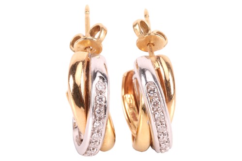 Lot 155 - Damiani - A pair of diamond crossover hoop...