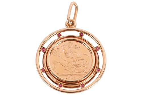 Lot 97 - An Elizabeth II sovereign pendant, mounted...