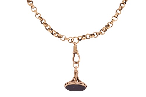 Lot 10 - A belcher chain and fob seal, the closed...