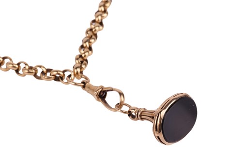 Lot 10 - A belcher chain and fob seal, the closed...