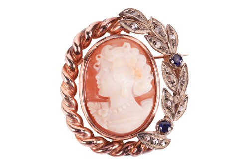 Lot 40 - A Victorian sapphire and diamond cameo brooch,...