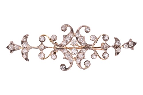 Lot 40 - An old-cut diamond-set brooch, featuring a...