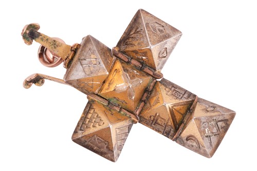 Lot 38 - A Masonic dodecahedron charm, with three...