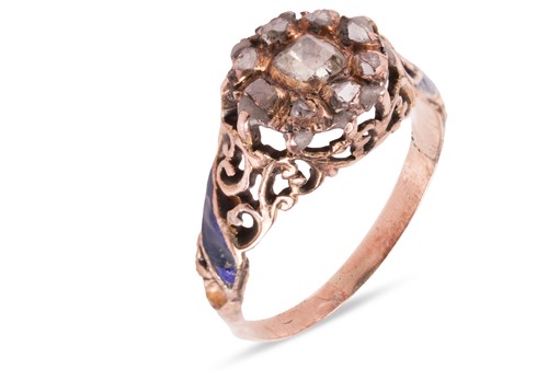 Lot 8 - A diamond cluster ring, centrally-set with an...
