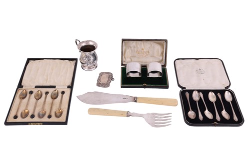 Lot 220 - A cased set of guilloche enamelled and gilt...