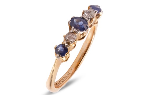 Lot 43 - A sapphire and diamond half-hoop ring,...