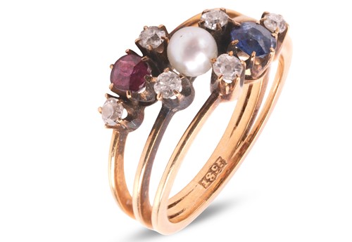 Lot 19 - An Edwardian gem-set dress ring, composed of...
