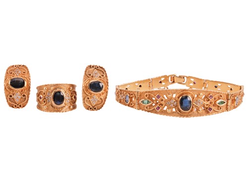 Lot 196 - A sapphire, ruby, emerald and CZ jewellery...