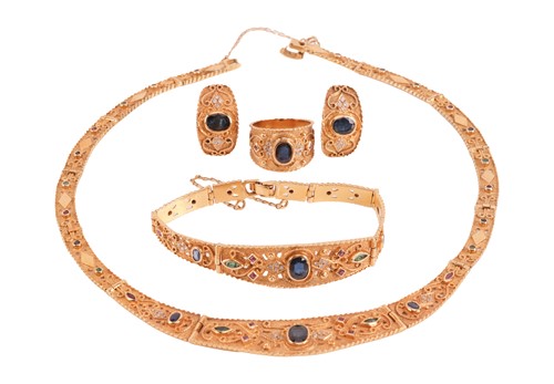 Lot 196 - A sapphire, ruby, emerald and CZ jewellery...