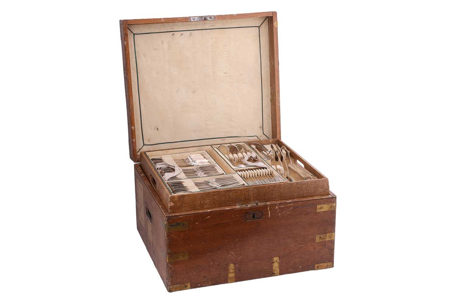 Lot 286 - A George III matched silver canteen in fitted...