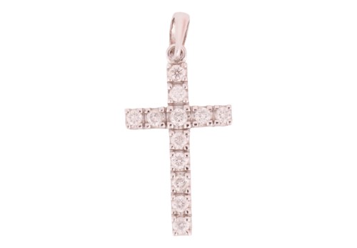 Lot 40 - A diamond-set cross pendant, set with round...