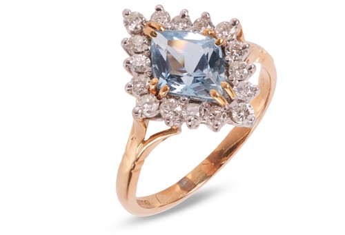 Lot An aquamarine and diamond dress ring, the kite...