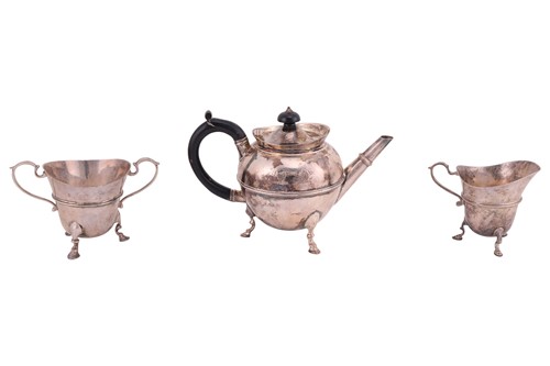 Lot A Victorian silver bachelor tea set; circular...