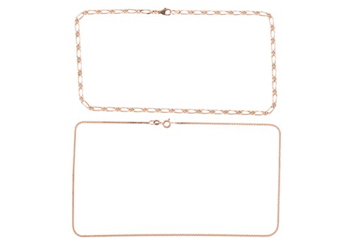 Lot 33 - Two 9ct chain necklaces; the first a figaro...