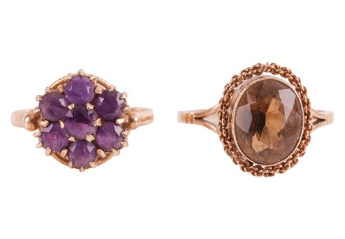 Lot 97 - Two gem-set rings in 9ct gold; the first...