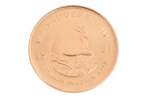 Lot 176 - A South African 1/4oz Krugerrand, dated 1981,...