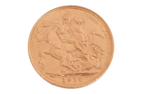 Lot 180 - A 1910 Edward VII Full Sovereign, Melbourne...