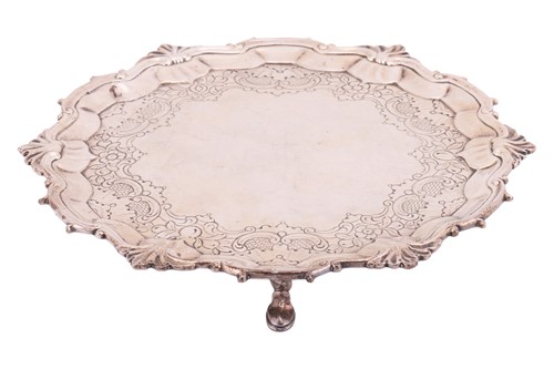 Lot A George III Scottish salver, shaped circular...