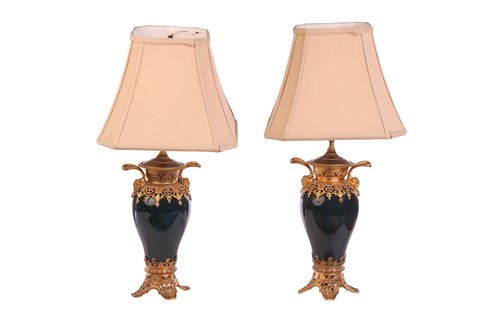 Lot A pair of French gilt-metal mounted blue...