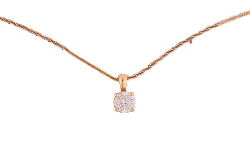 Lot A diamond single stone pendant necklace, the...