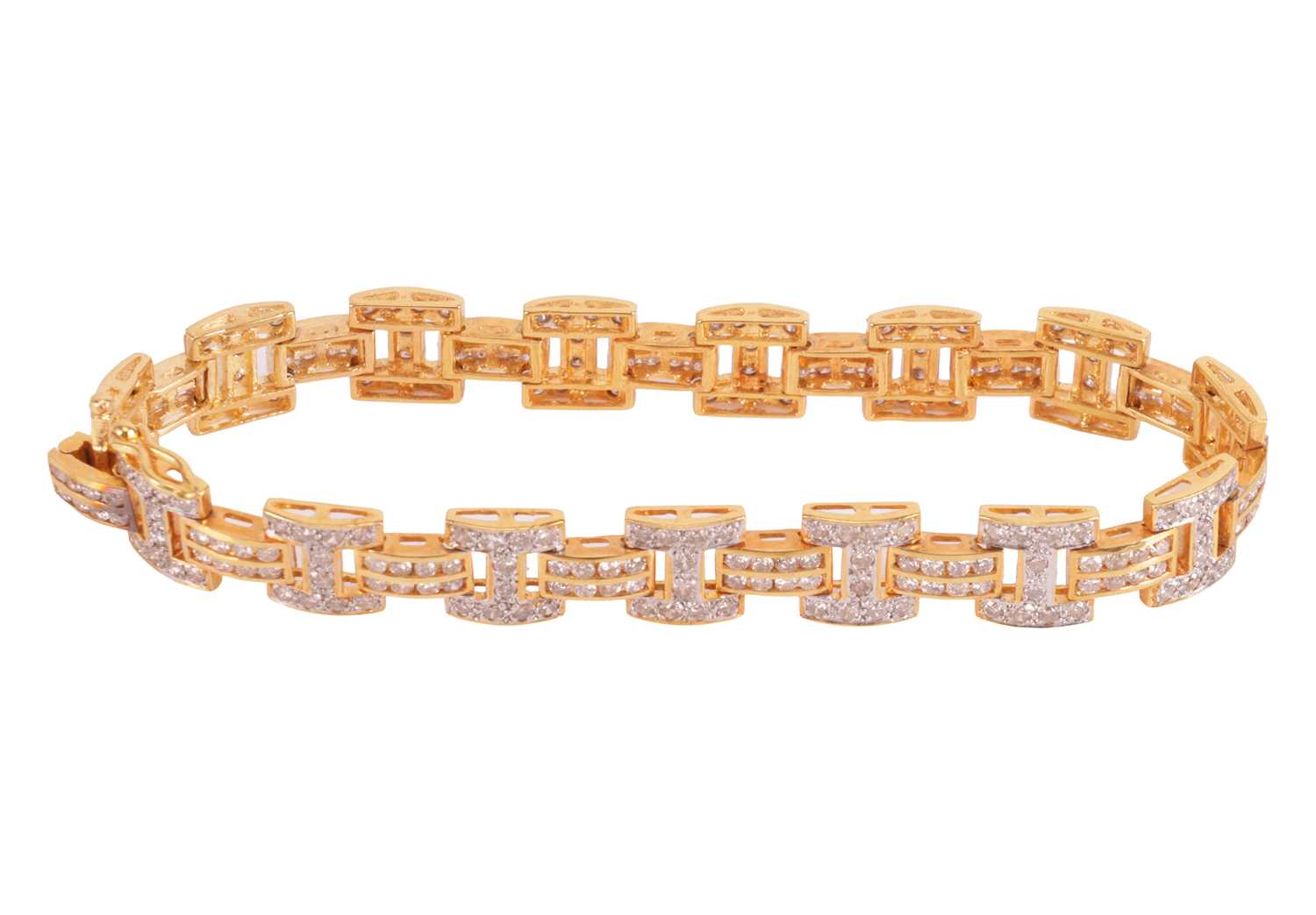 Lot 146 - A diamond set bracelet, the rectangular and H...