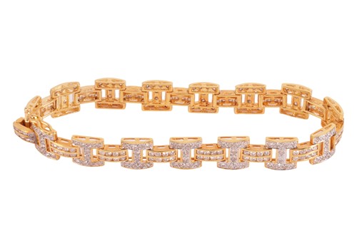Lot 146 - A diamond set bracelet, the rectangular and H...