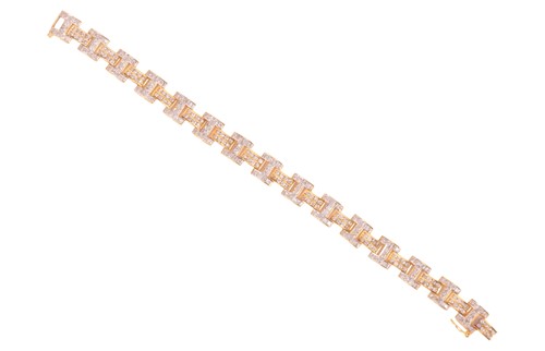 Lot 146 - A diamond set bracelet, the rectangular and H...