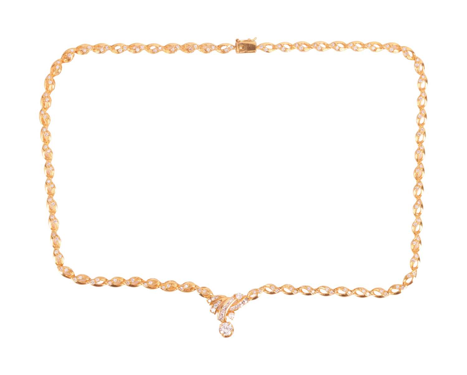 Lot 147 - A diamond-set link necklace with pendant drop,...
