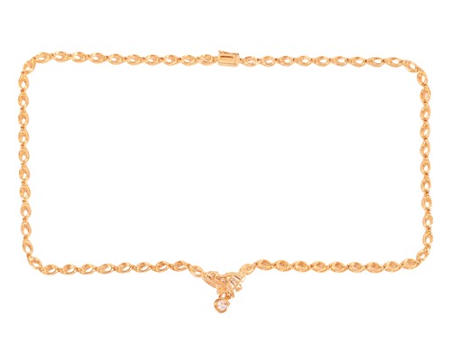 Lot 147 - A diamond-set link necklace with pendant drop,...