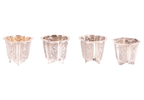 Lot Four Chinese export silver salt cellars, in...