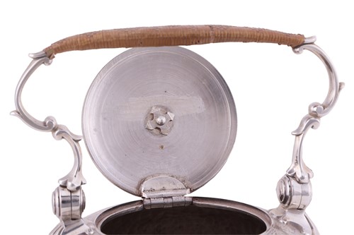 Lot 255 - A George II silver spirit kettle on stand, by...
