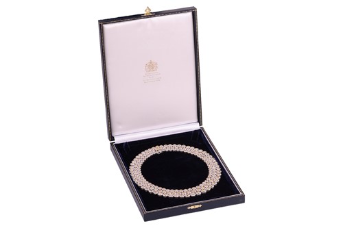 Lot A multicoloured diamond-set three row necklace,...