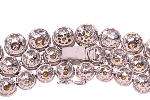 Lot A multicoloured diamond-set three row necklace,...