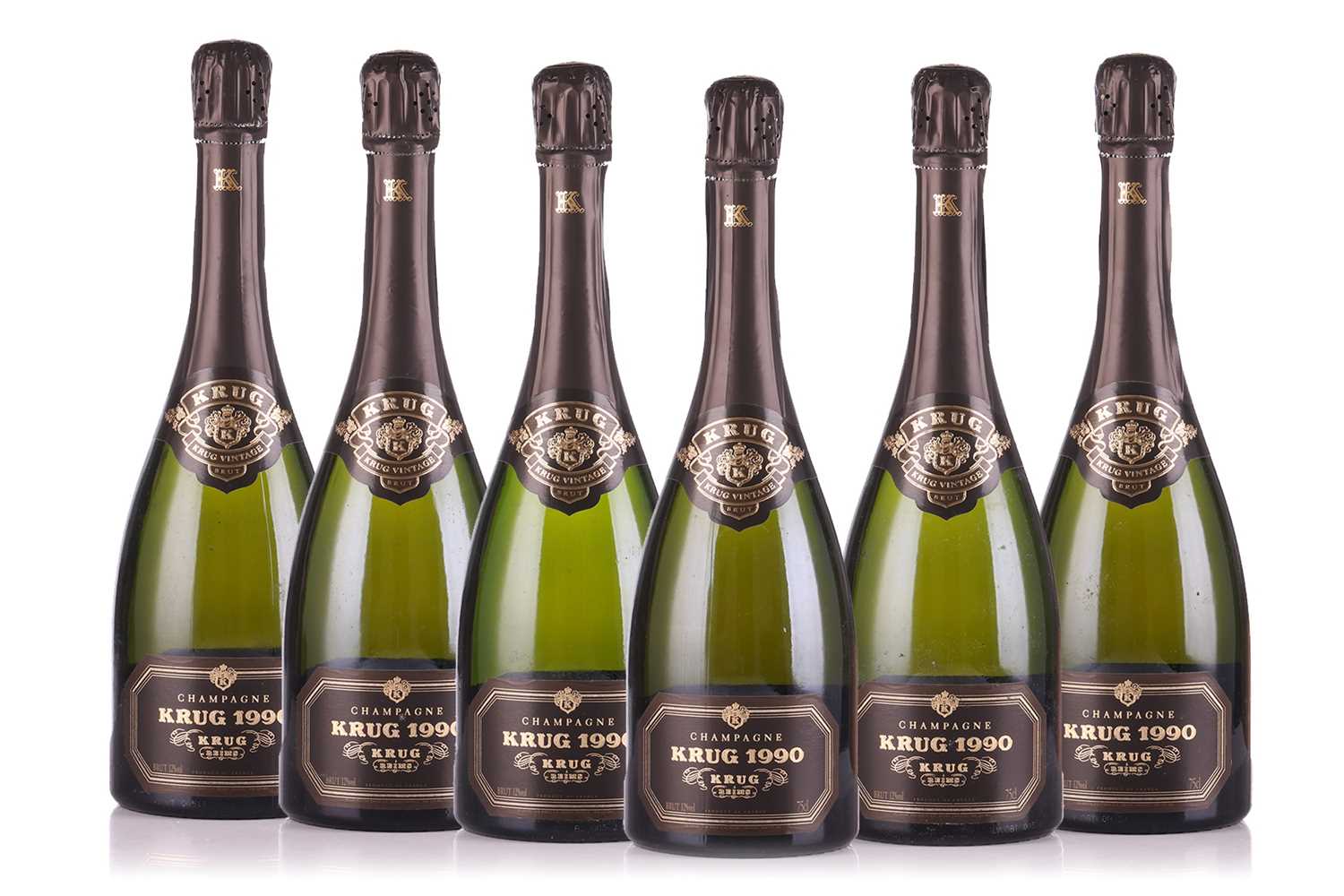Lot Six bottles of 1990 Krug Champagne, 75cl, each...