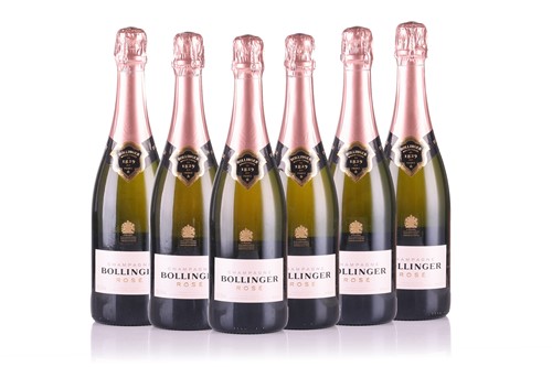 Lot 298 - Six bottles of Bollinger Rose Champagne, 750ml,...
