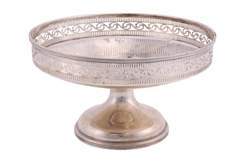 Lot 221 - A silver fruit bowl, circular with scroll and...