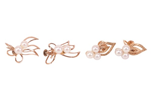 Lot 204 - Mikimoto - A pair of cultured pearl ear clips,...