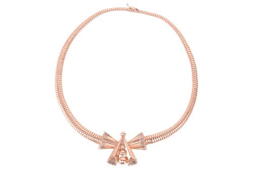 Lot 92 - A mid-century collar necklace, featuring a...