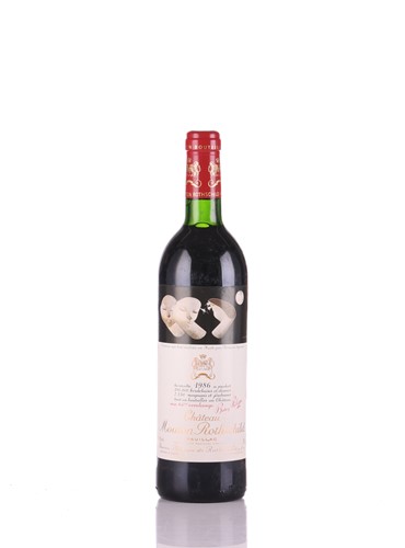 Lot Three bottles of 1986 Chateau Mouton...