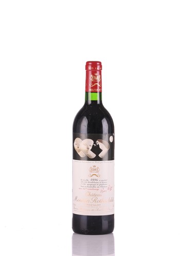 Lot Three bottles of 1986 Chateau Mouton...