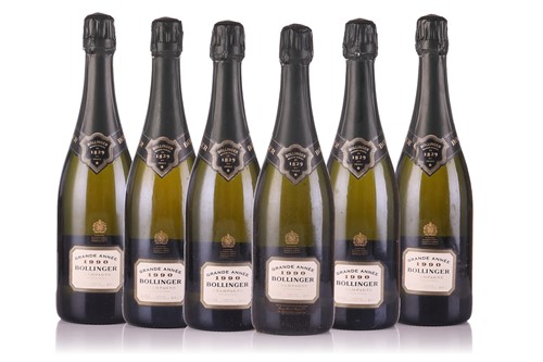 Lot Six bottles of 1990 Bollinger Grande Annee...
