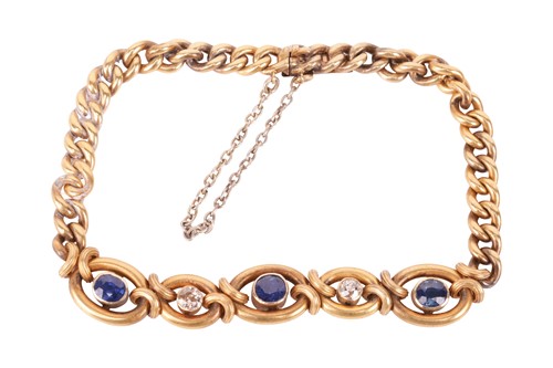 Lot 27 - An Edwardian sapphire and diamond bracelet, of...