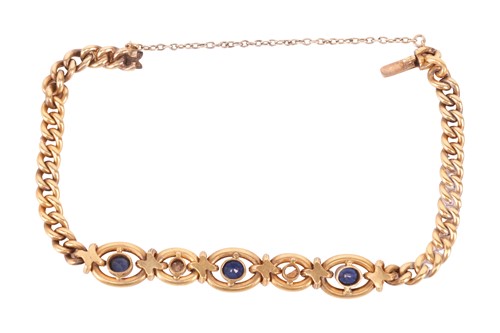 Lot 27 - An Edwardian sapphire and diamond bracelet, of...