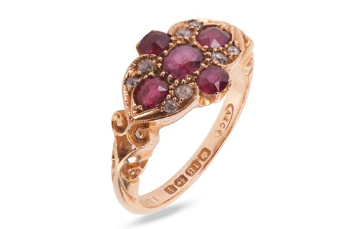 Lot 26 - An Edwardian ruby and diamond ring, centrally...