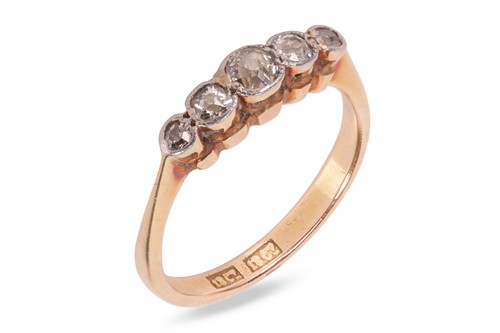 Lot 17 - A late-Victorian diamond five stone ring,...